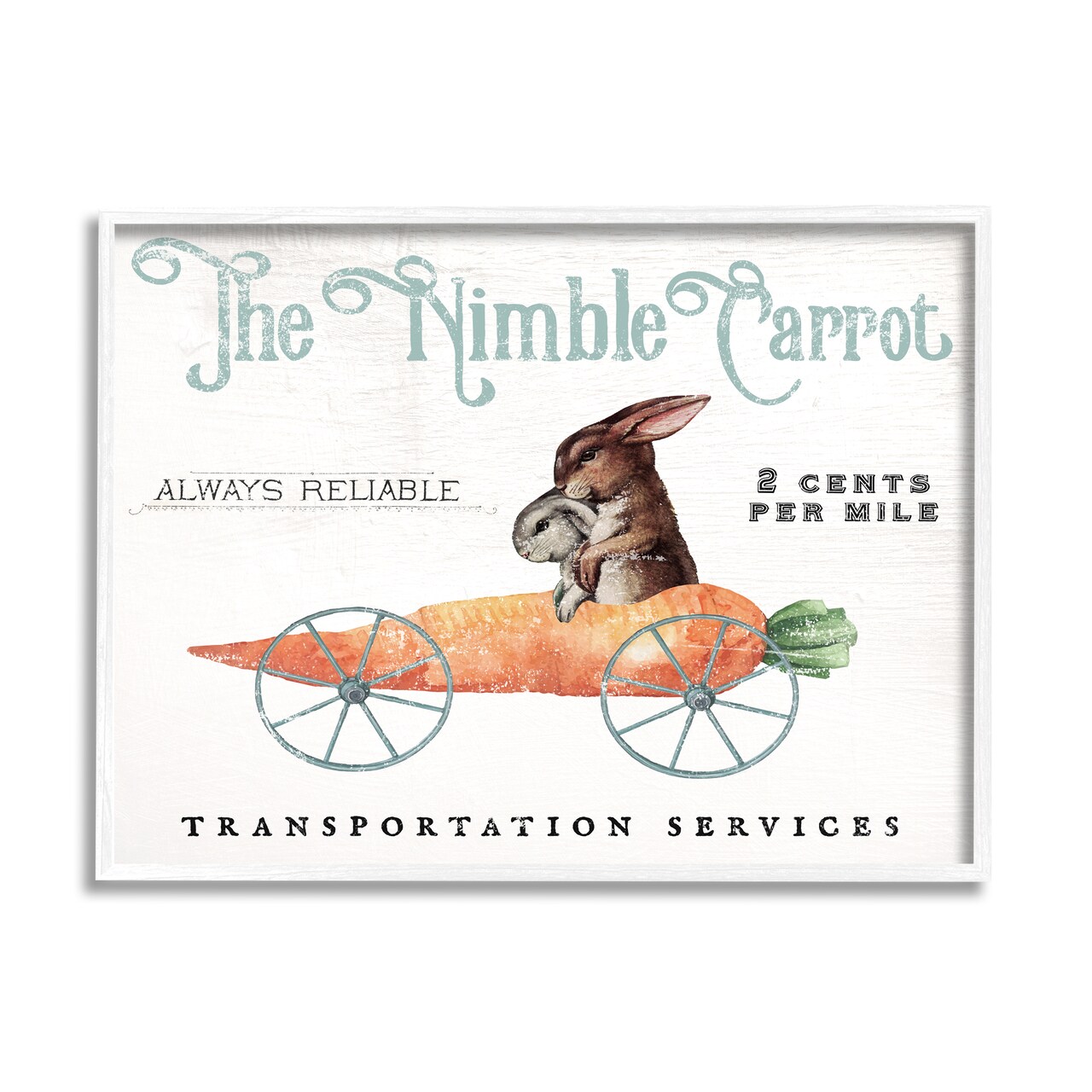 Stupell Industries Easter Bunny Nimble Carrot Car Black Framed Giclee Art